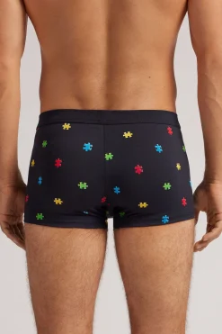 Boxershorts i Superior-bomull med Puzzle-tryck