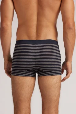 Boxershorts i Superior-bomull med bl&aring;gr&aring; r&auml;nder