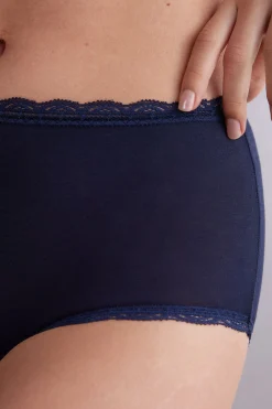 Culottes med hög midja i bomull och spets