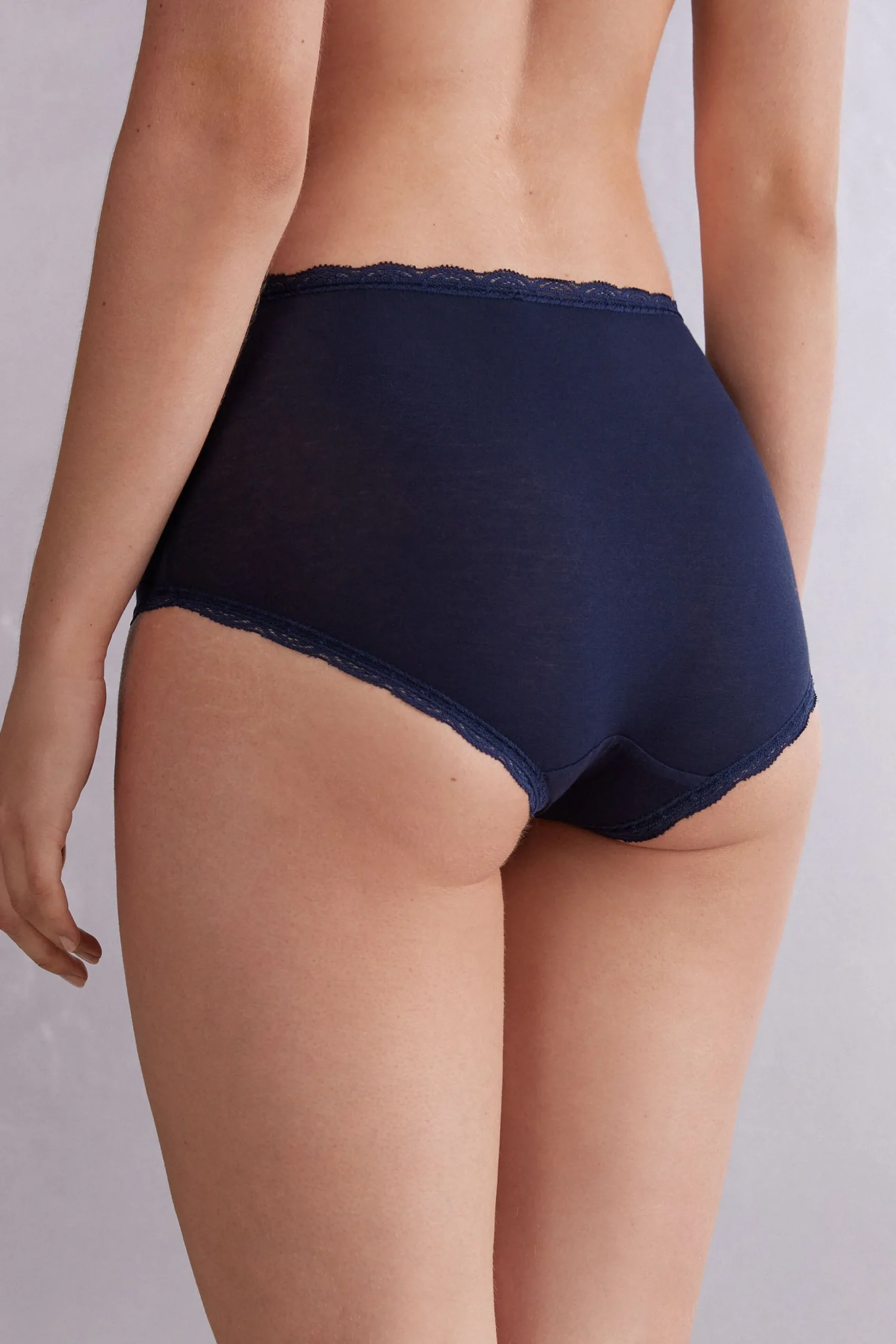 Culottes med hög midja i bomull och spets