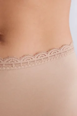 Culottes med hög midja i bomull och spets