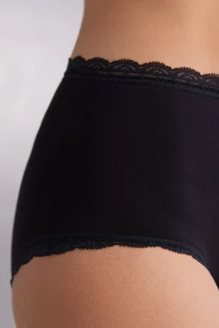 Culottes med hög midja i bomull och spets
