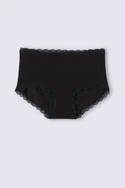 Culottes med h&ouml;g midja i bomull och spets