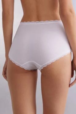 Culottes med h&ouml;g midja i bomull och spets