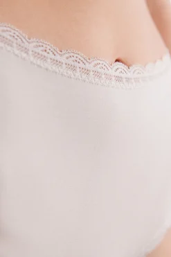 Culottes med hög midja i bomull och spets
