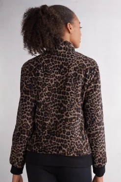 Fleecejacka i bombermodell Luxurious Leopard