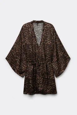 Kimono i viskossatin Luxurious Leopard
