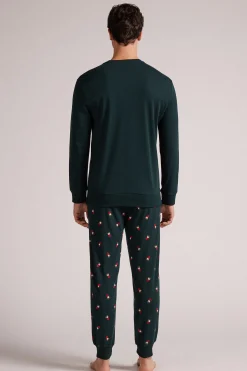 Lång pyjamas i bomull tomte