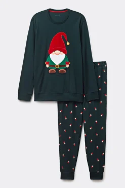 L&aring;ng pyjamas i bomull tomte