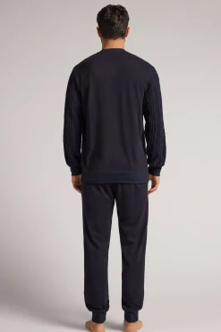Lång pyjamas i flätad trikå