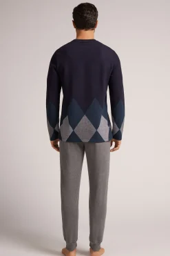 Lång pyjamas i flätad trikå