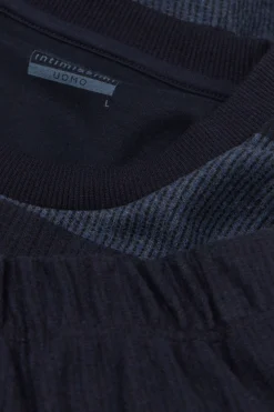Lång pyjamas i trikå med blå ränder