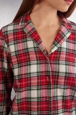 L&aring;ng pyjamas i v&auml;vd bomull Warm Tartan