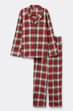 L&aring;ng pyjamas i v&auml;vd bomull Warm Tartan