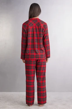 L&aring;ng pyjamas i v&auml;vd bomull Couple Tartan