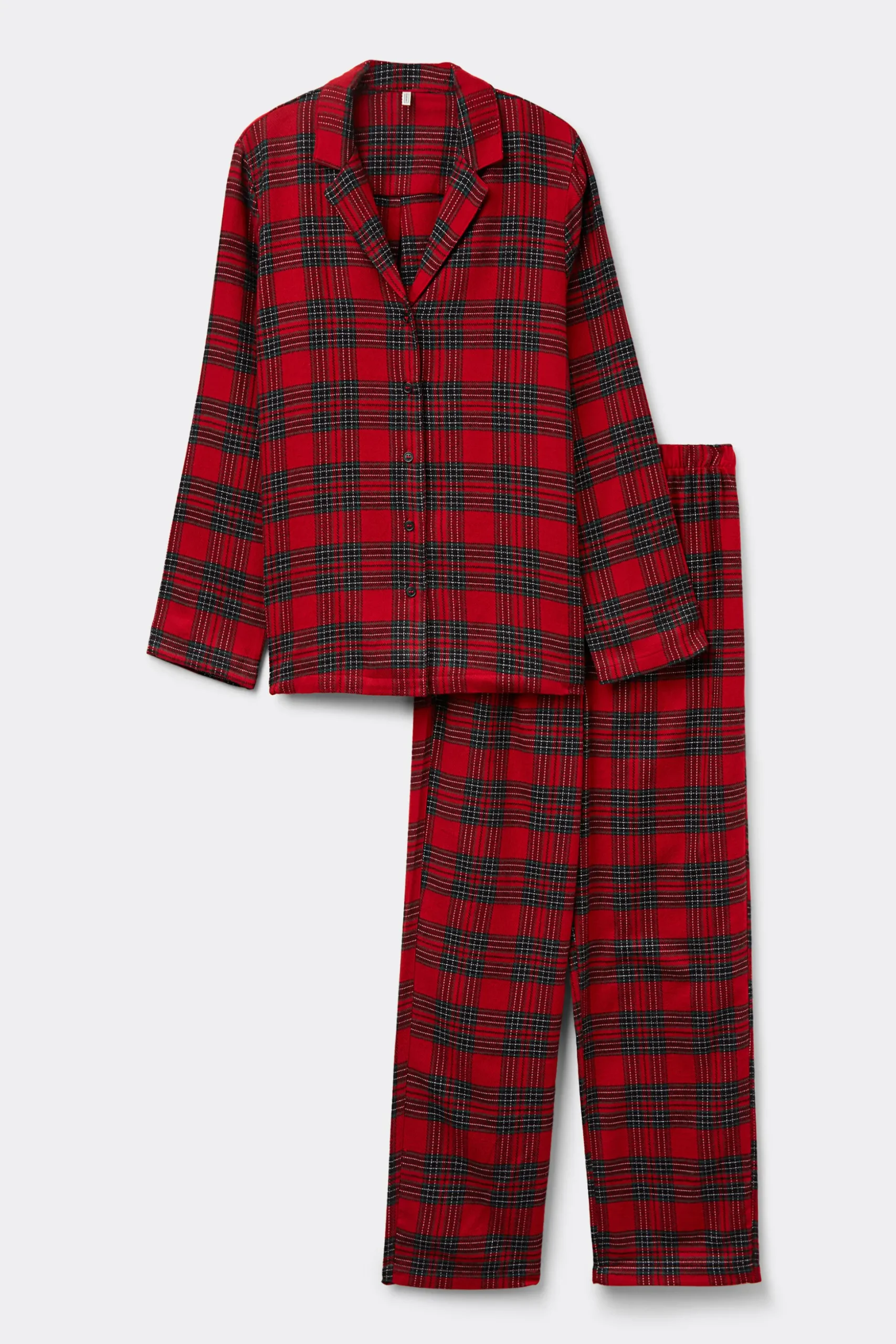 Lång pyjamas i vävd bomull Couple Tartan