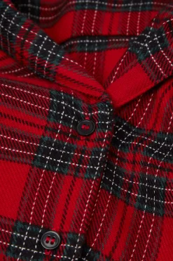 Lång pyjamas i vävd bomull Couple Tartan