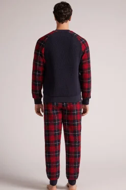 Lång pyjamas Teddy Tartan Rosso