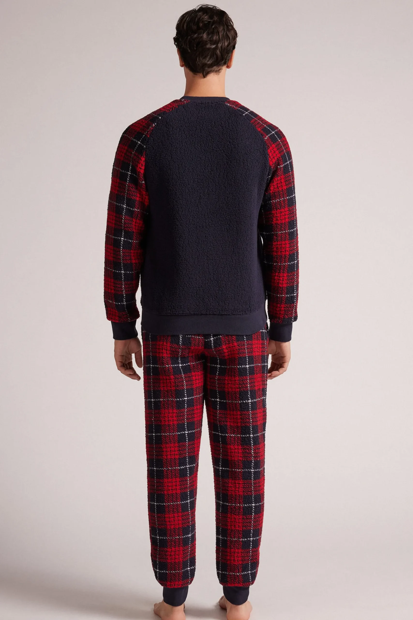 Lång pyjamas Teddy Tartan Rosso