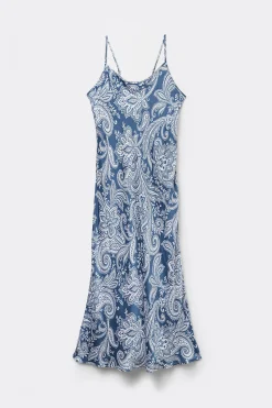 L&aring;ng underkl&auml;nning i viskossatin Flower Paisley