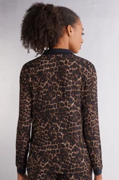 L&aring;ng&auml;rmad tr&ouml;ja med &ouml;ppning fram i modal Luxurious Leopard