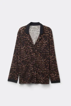 L&aring;ng&auml;rmad tr&ouml;ja med &ouml;ppning fram i modal Luxurious Leopard