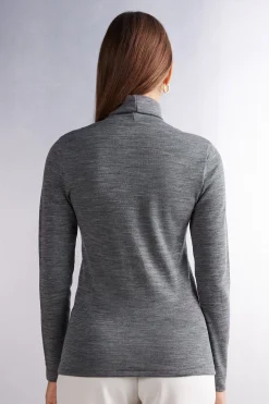 L&aring;ng&auml;rmad tr&ouml;ja med h&ouml;g krage Wool & Cotton