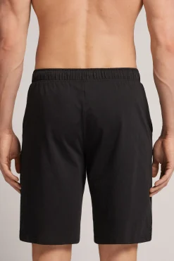 Shorts i bomull med veck