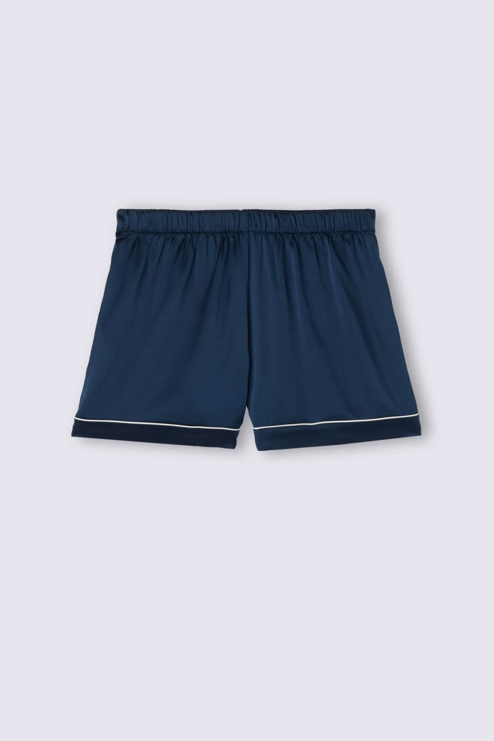 Shorts i silke med profil i kontrastfärg