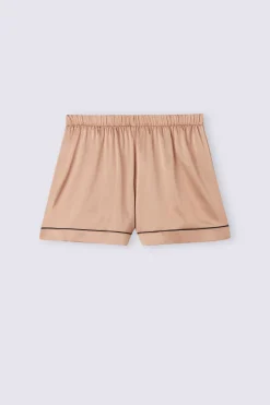 Shorts i silke med profil i kontrastfärg