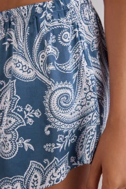 Shorts i viskossatin Flower Paisley