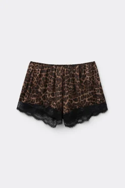 Shorts i viskossatin Luxurious Leopard