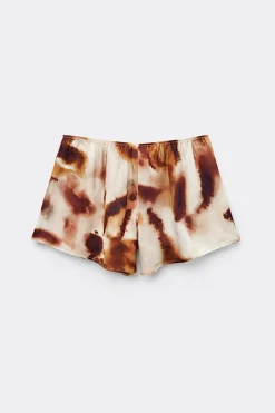 Shorts med h&ouml;g midja i viskossatin Sun Goes Down