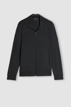 Sweatshirt med dragkedja i siden och modal