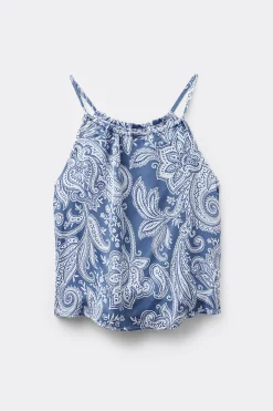 Topp i viskossatin Flower Paisley