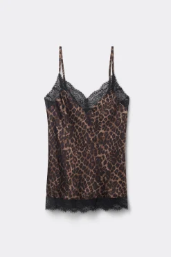Topp i viskossatin Luxurious Leopard