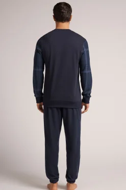 Trikåpyjamas med rutmönster