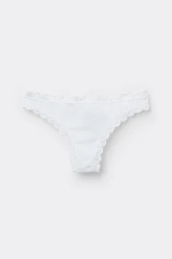 Trosor med mellanhög midja i bomull och spets
