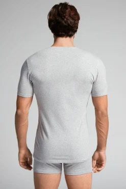 T-shirt med V-ringad hals i Superior-bomullsstretch