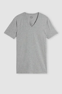 T-shirt med V-ringad hals i Superior-bomullsstretch