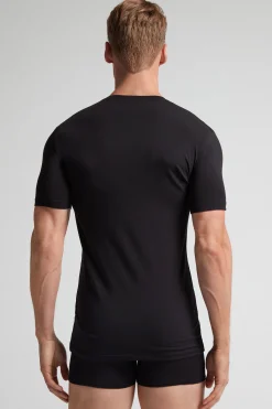 T-shirt med V-ringad hals i Superior-bomullsstretch