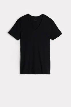 T-shirt med V-ringad hals i extra fin Superior-bomull