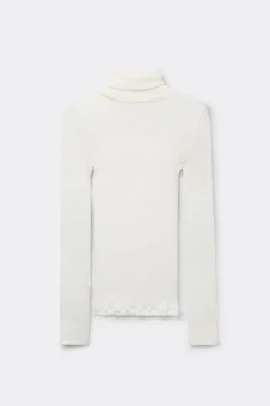 Tubular topp med l&aring;ng &auml;rm och h&ouml;g hals i ull och siden