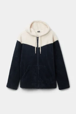 Tv&aring;f&auml;rgad sweatshirt med teddyeffekt och dragkedja
