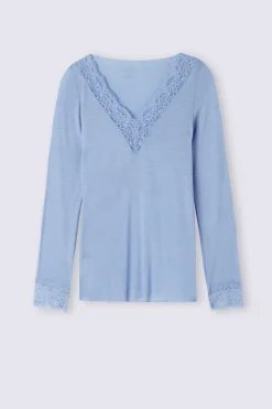 Ultralight l&aring;ng blus i modalkashmir och spets