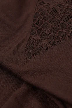 Ultralight l&aring;ng blus i modalkashmir och spets