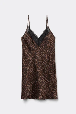 Underklänning i viskossatin Luxurious Leopard